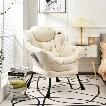 Costway Modern Accent Lazy Chair with Steel Frame and Side Pocket