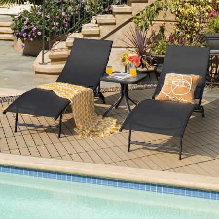 Costway 2 Pieces Patio Folding Chaise Lounge Chair Recliner for Outdoor