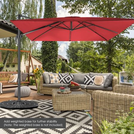 Costway 360° Rotation 8-Rib Cantilever Umbrella with 3 Tilt Settings for Garden and Cafe