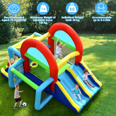 Costway Inflatable Bounce House with Dual Slides & Basketball Hoop (Blower Excluded)