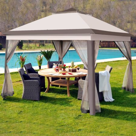 Costway 2-Tier Pop-Up Gazebo Tent with Canopy Shelter for Backyard