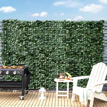 Costway Artificial Hedge Fence with Faux Ivy Leaves & Zip Tie for Garden & Yard