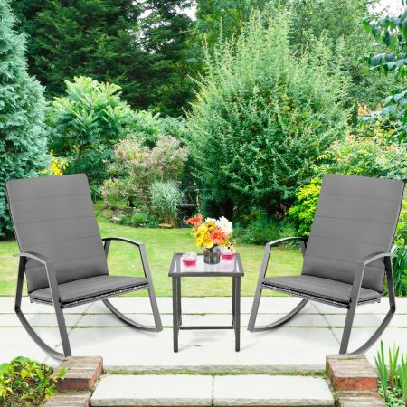 Costway 3 Pieces Wicker Furniture Set with Cushion for Patio & Garden & Poolside