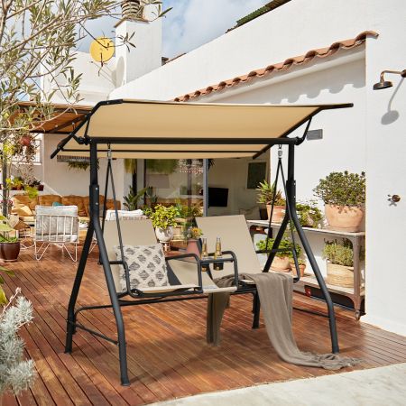Costway 2 seat Outdoor Patio Swing with Adjustable Canopy for Garden/Porch/Backyard