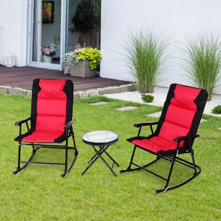 Costway 3 Pieces Outdoor Rocking Chairs with Round Table