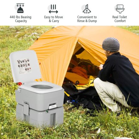 Costway Portable Toilet with 20L Waste Tank & Flush Pump for Outdoor