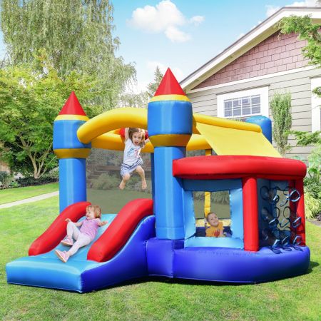 Costway Multifunctional Inflatable Bounce House with Slide for Backyard (with Blower)