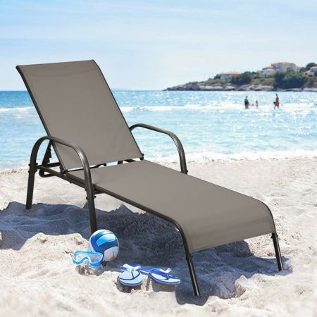 Costway Folding Outdoor Patio Recliner Chair with 5-Level Adjustable Angles