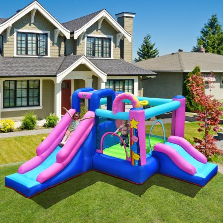 Costway Inflatable Bounce House with 2 Slides for Outdoor & Indoor (with Blower)