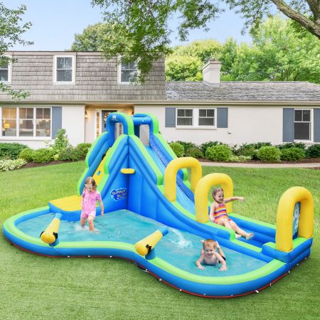 Costway 5 in 1 Inflatable Water Slide Jumping Castle Pool with Blower for Kids