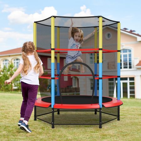 Costway 55 Inches Kids Trampoline with Safety Enclosure Net