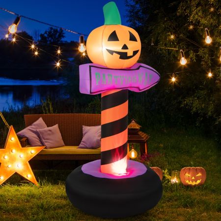 Costway 180 cm Halloween Inflatable Pumpkin Road Sign for Backyard & Garden