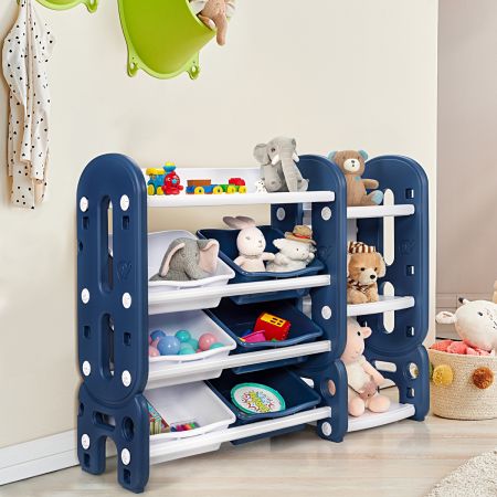Costway Kids Toy Storage Organizer with Bookshelf for Child’s Bedroom