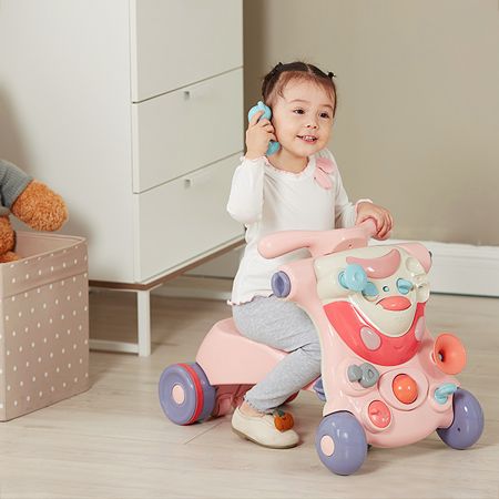 Costway 2-in-1 Baby Sit-to-Stand Walker with Lights and Music