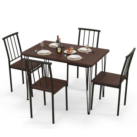 5-Piece Dining Table Set for Small Space-Espresso