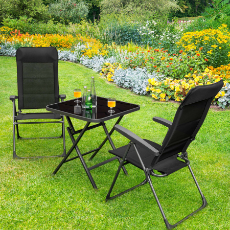 Set of 2 Patio Dining Chairs with Adjustable Backrest