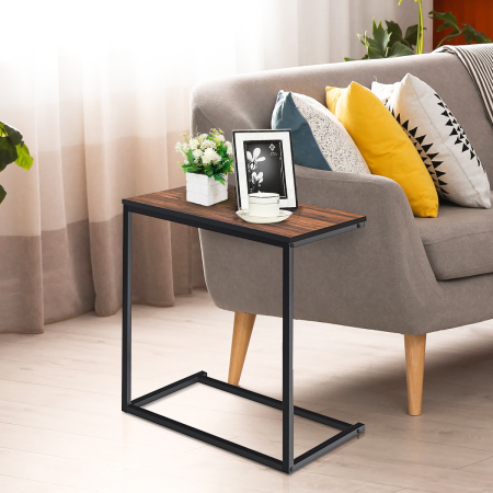Industrial Styled C Shaped End Table for Living Room