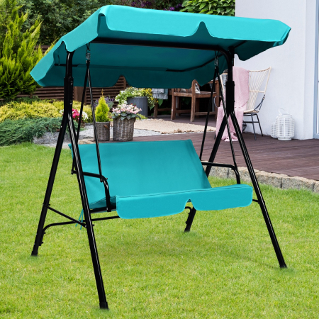 Loveseat Patio Canopy Swing Chair with Soft Cushion for Outdoor