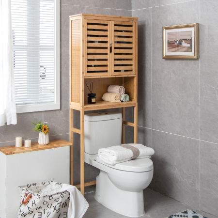 3-Tier Bamboo cabinet with Adjustable and Removable Shelf for Bathroom