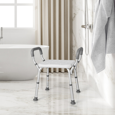Bath Chair Shower Bench with Detachable Padded Arms for Seniors
