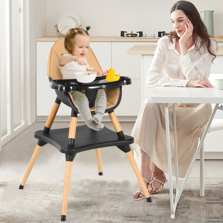 5-in-1 Convertible Wooden High Chair for Toddlers