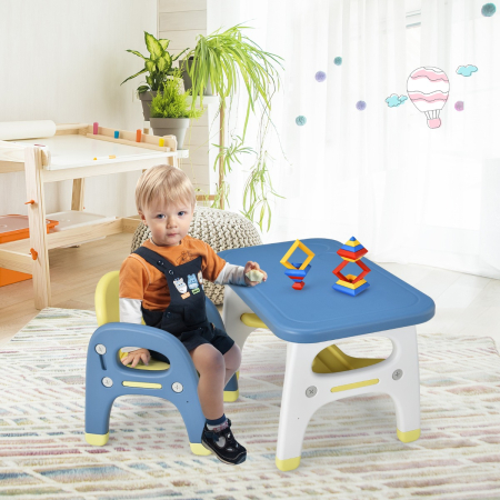 2 Piece Kids Table & Chair Set with Building Blocks for Kids 1-5