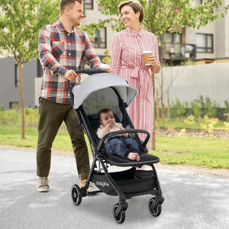 Self Standing Gravity Fold Infant Stoller with Adjustable Canopy for 0-3 Years Old