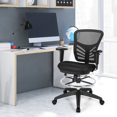 Mid-Back Drafting Chair with Adjustable Foot Ring for Office & Home