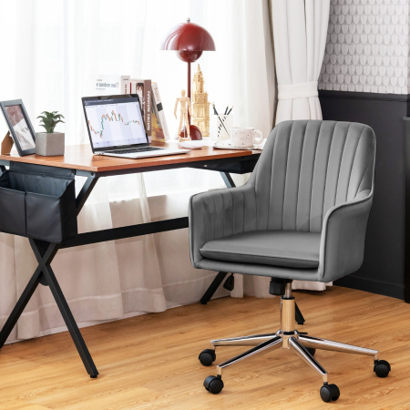 Rolling Velvet Leisure Chair with Armrest for Living Room & Bedroom