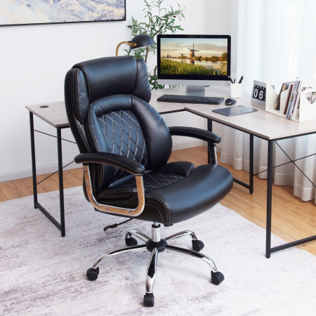 Height Adjustable Executive Chair with Upgraded Padded Armrest for Home/Office