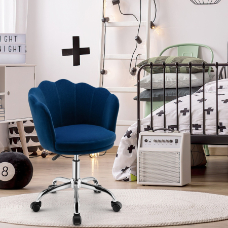 Velvet Petal Shell Office Chair with Wheels for Bedroom