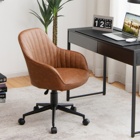 Modern Swivel Chair with Curved Backrest for Office & Bedroom