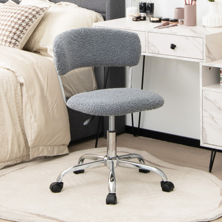 Faux Fur Low Back Swivel Leisure Chair with Height Adjustable Padded Seat