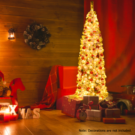 Pre Lit Snowy Slim Snow Flocked Christmas Tree for Home Decoration
