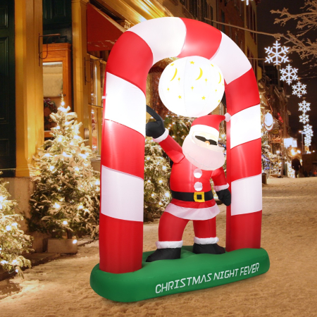 230CM Inflatable Christmas Stocking Arch with Disco Santa Claus for Christmas/Yard