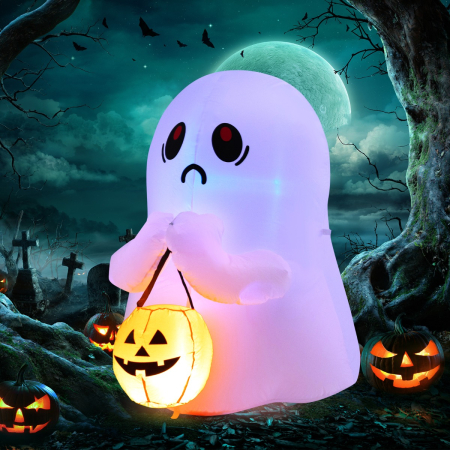 120 CM Halloween Inflatable Ghost with Pumpkin Lantern for Decoration