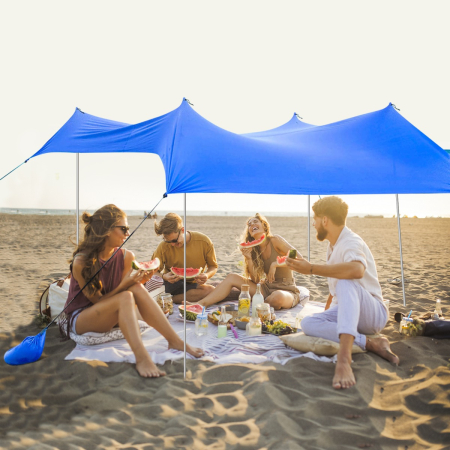 2-Size Beach Sunshade Canopy with Sandbags & Carry Bag for Beach, Trip