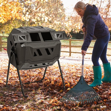 160 L Garden Rotating Compost Bin with Dual Chamber