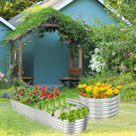 Metal Planter Box with Open Base for Growing Vegetables, Flowers
