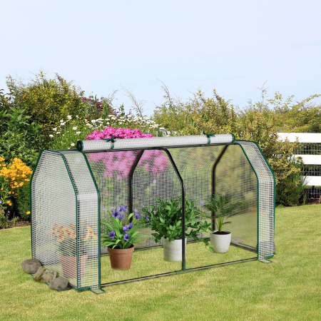Portable Greenhouse with Roll-Up Zippered Door for Garden