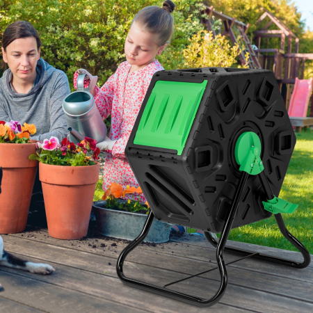 65 L Single Chamber Compost Tumbler with Sliding Door
