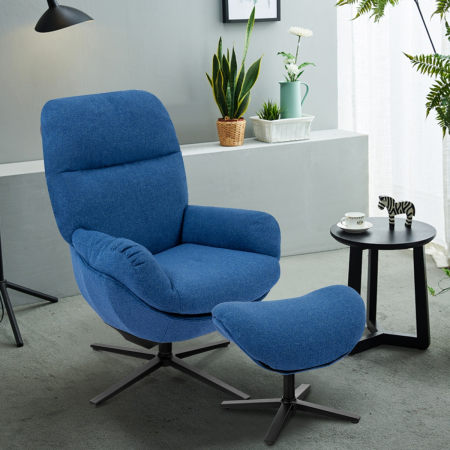 Ottoman Lounge Cotton Armchair with 360°Swivel Function for Home