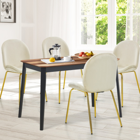 Set of 2 Modern Velvet Dining Chairs with Golden Finished Metal Legs for Kitchen and Dining Room