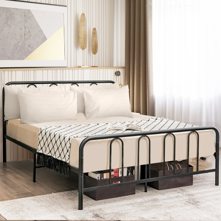 Full/Queen Size Metal Bed Frame with Non-slip Foot Pads