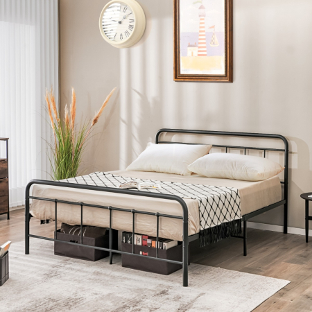 Full/Queen Size Metal Bed Frame with Headboard & Footboard