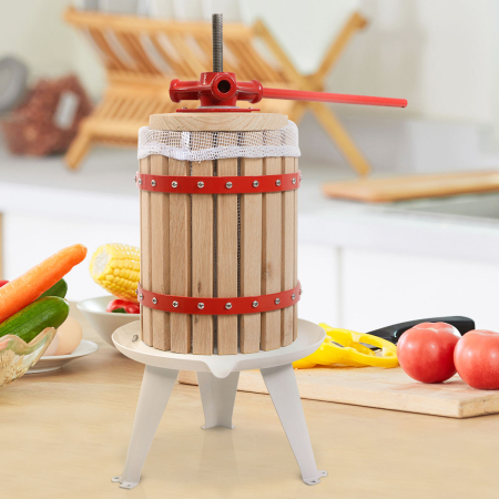6L Fruit Wine Press with Solid Oak Wood Basket