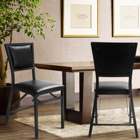 Set of 2 Folding Chairs with Sponge Padded Backrest for Dining Room/Living Room/Restaurant