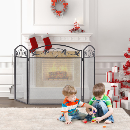 3 Panel Foldable Fireplace Screen for Baby & Pets