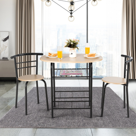 Modern 3Pcs Dining Table Chair Set for Kitchen/Dining Room
