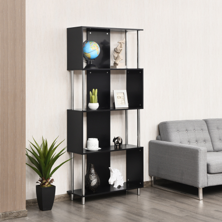 Standing Shelf with 4 Shelves & Metal Frame for Living Room & Office & Bedroom